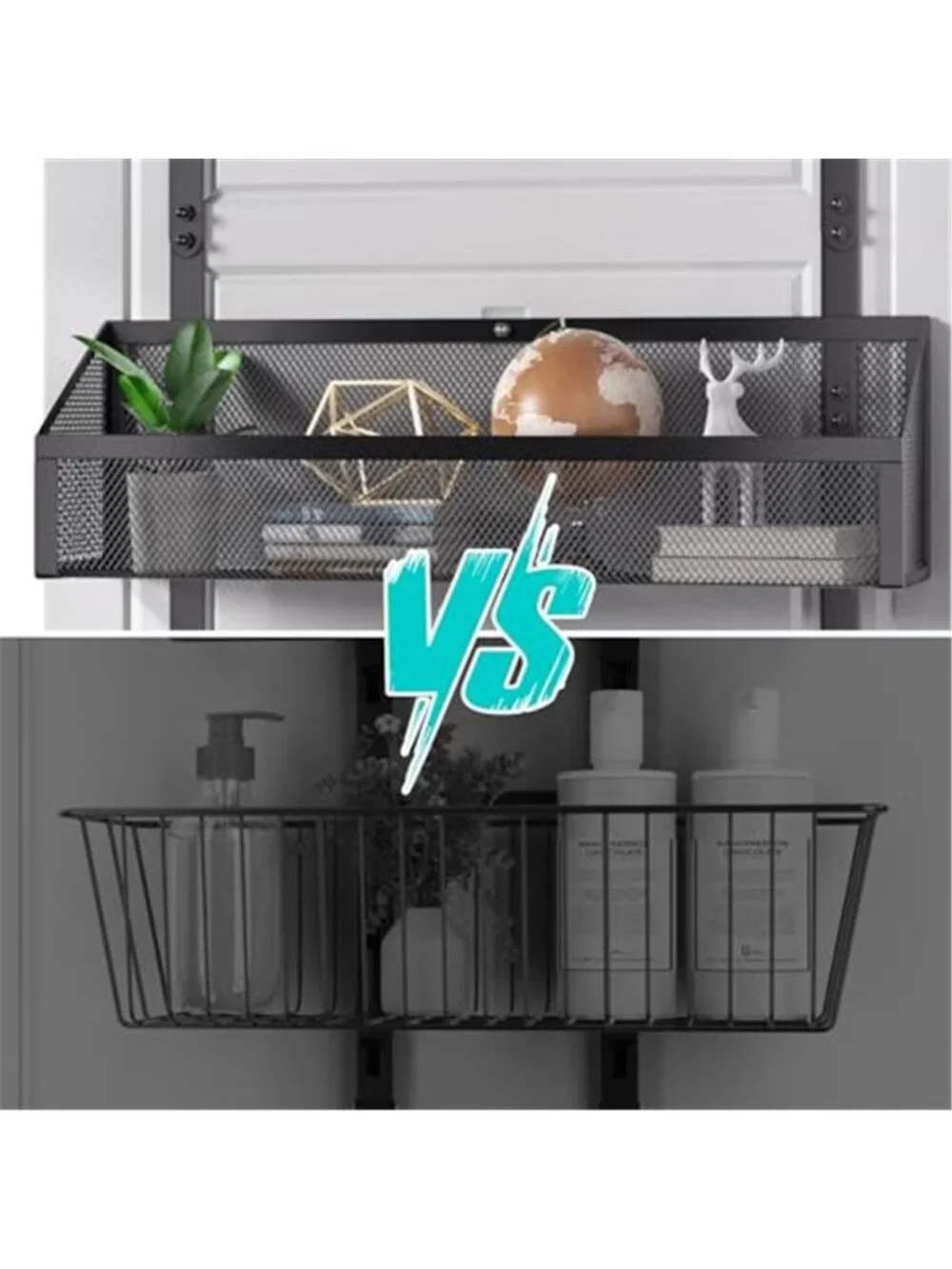 Over Door Organizer Hooks Baskets Bathroom Pantry Storage Rack No Drill